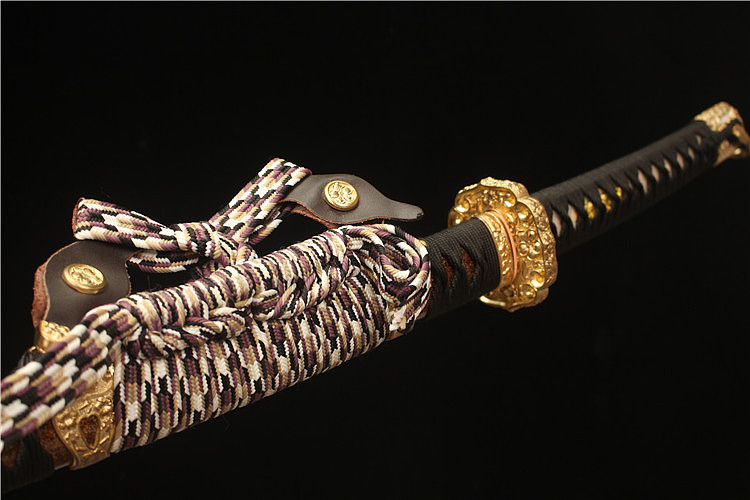 精修黄铜刀装 三枚合夹钢烧刃 雕物版信玄太刀(三钴法