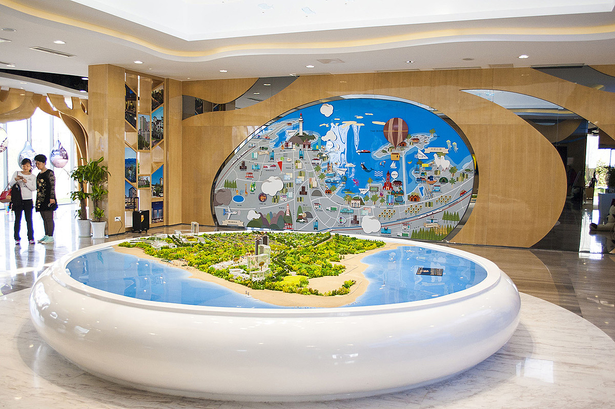 手绘地图烟台30版沙盘模型