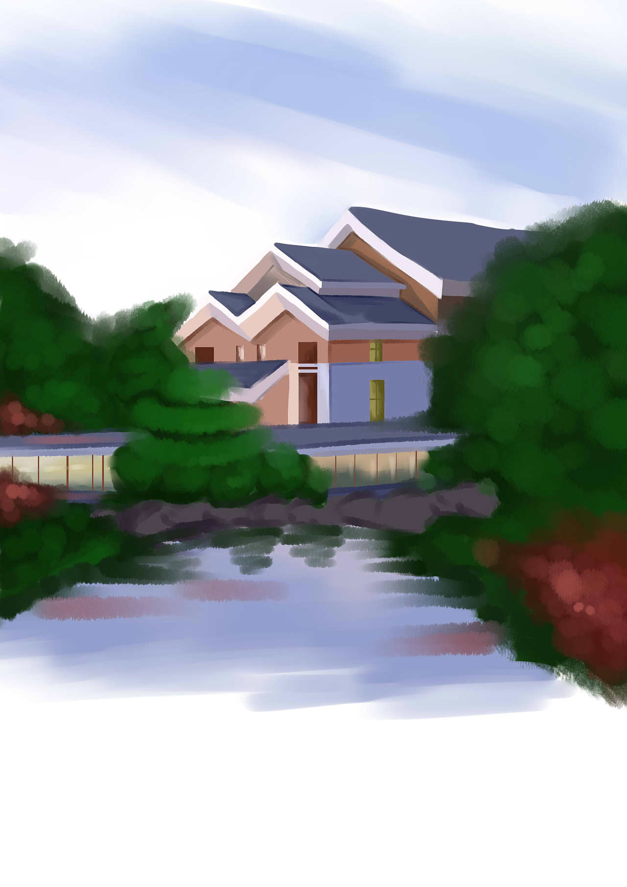 《清池温泉度假村》主题插画