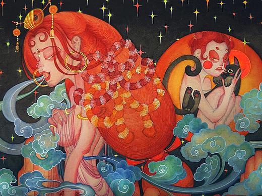 《长风爱玉.山芙.春之华赋》白中南颜彩-人川集