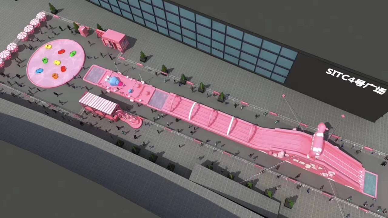 冰爽一夏水上乐园游玩开发出新项目粉色滑梯 冰雪世界