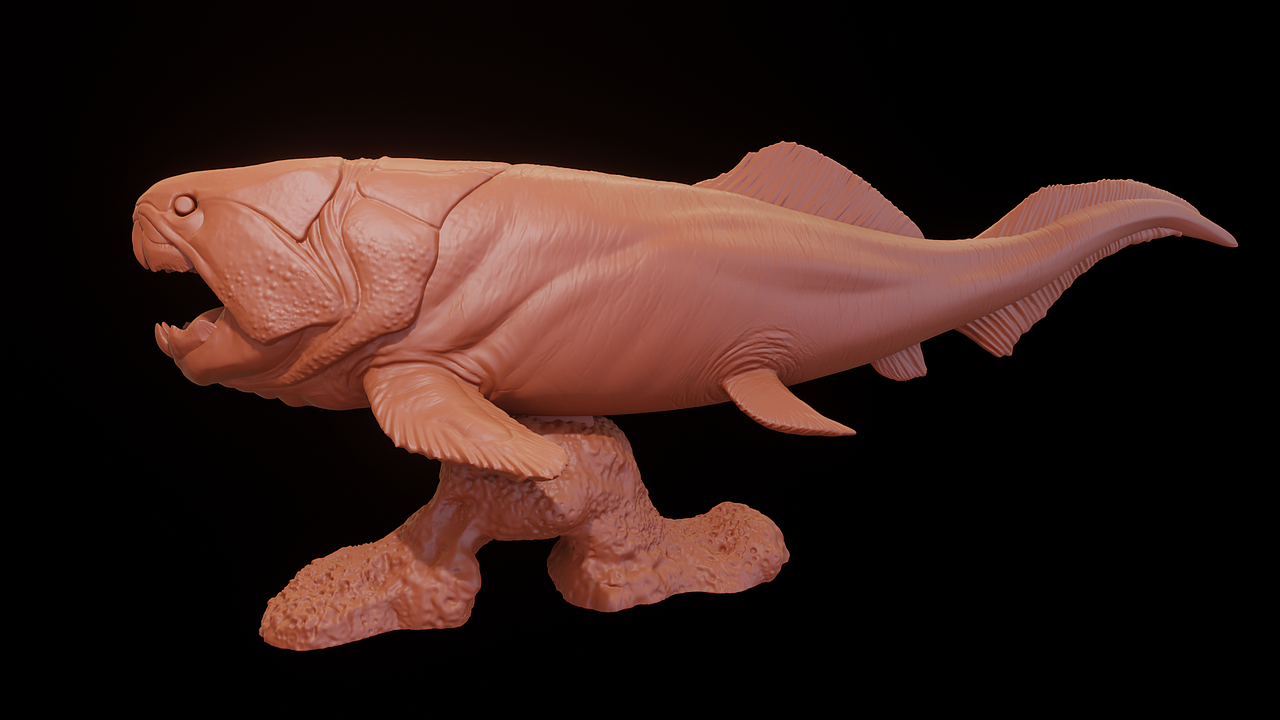 3d打印模型邓氏鱼小雕像