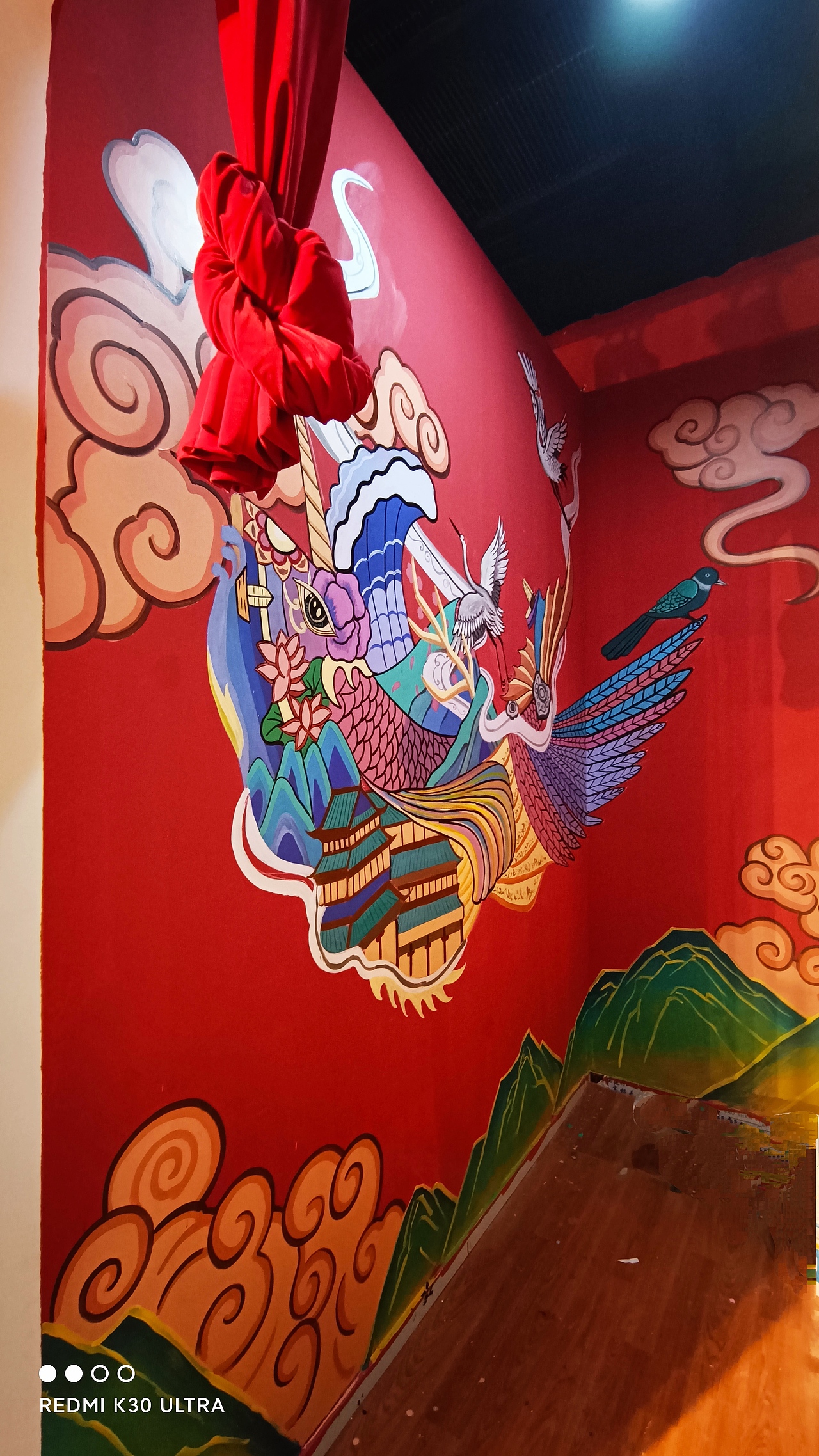 国潮风墙体彩绘