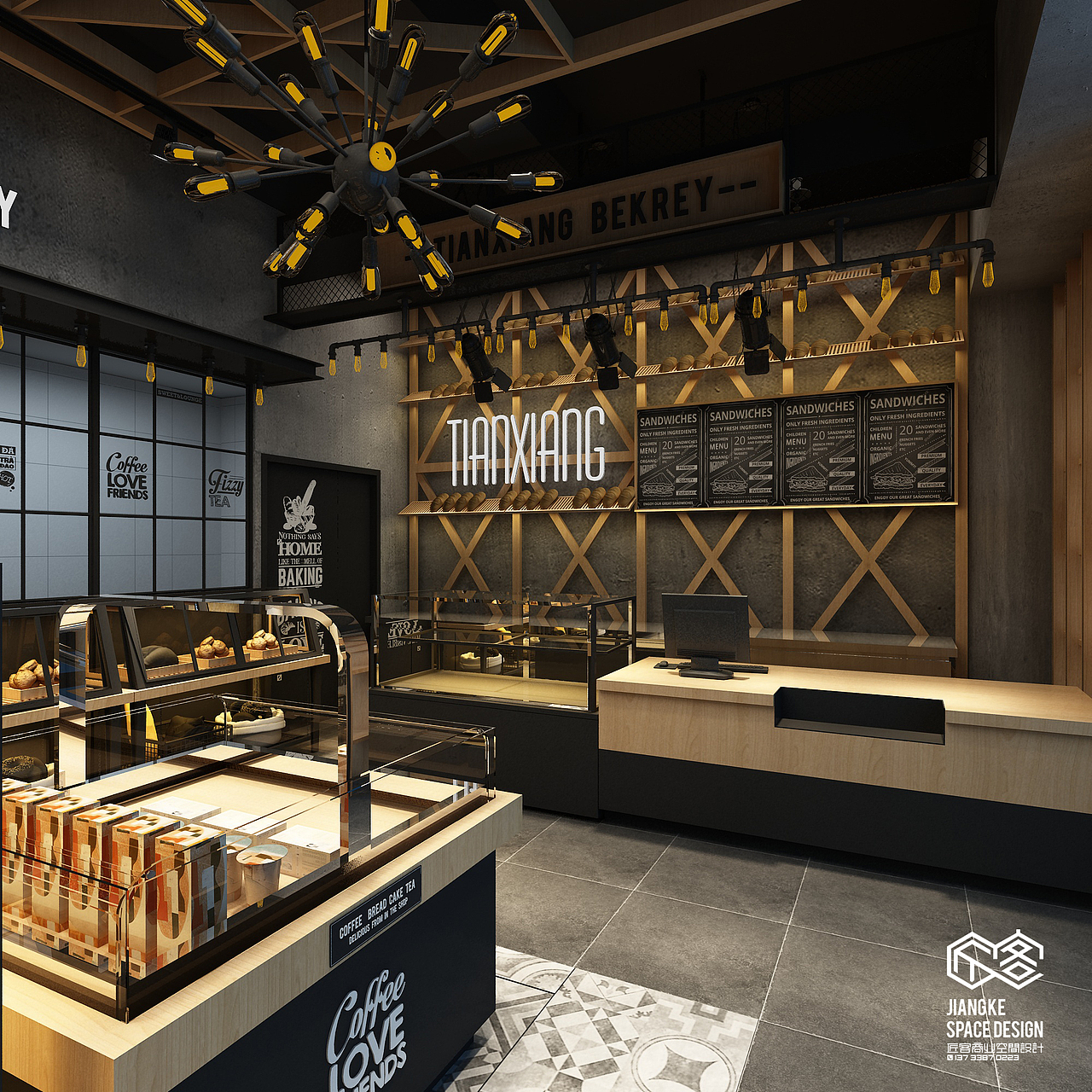 匠客空间作品——咖啡店风格面包房之天香烘焙！（图ZOTM0OTI1MjA=） - 家装设计 - 站酷设计师设计大刘原创素材 - 站酷ZCOOL