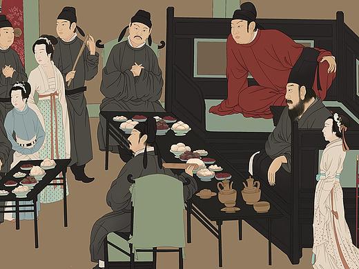 中国画韩熙载夜宴图（数字绘画）