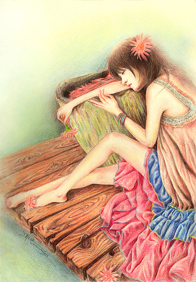 彩铅-睡美人。
