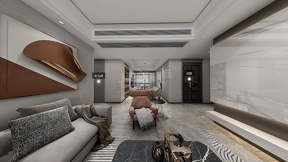 考虑到小朋友需要更多的活动空间,儿童房设计在规划的时候尽可能将空间释放出来,主要以实用舒适为重点,墙面装饰线条与天花线条互相辉映,加上灯光点缀,生活和情景体验,化繁就简,真正用心实现舒适美好的家。