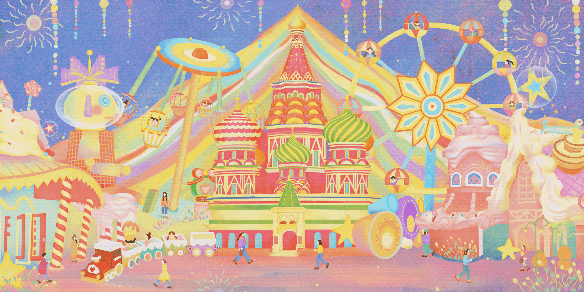 近期插画作品(购物节,游乐园)