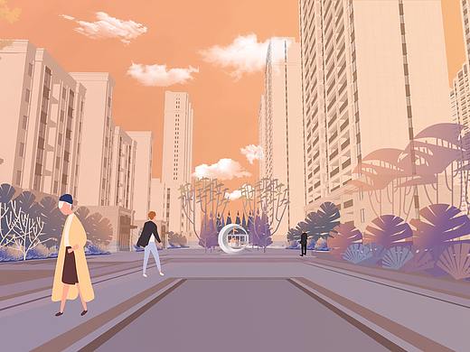插画风景观效果图