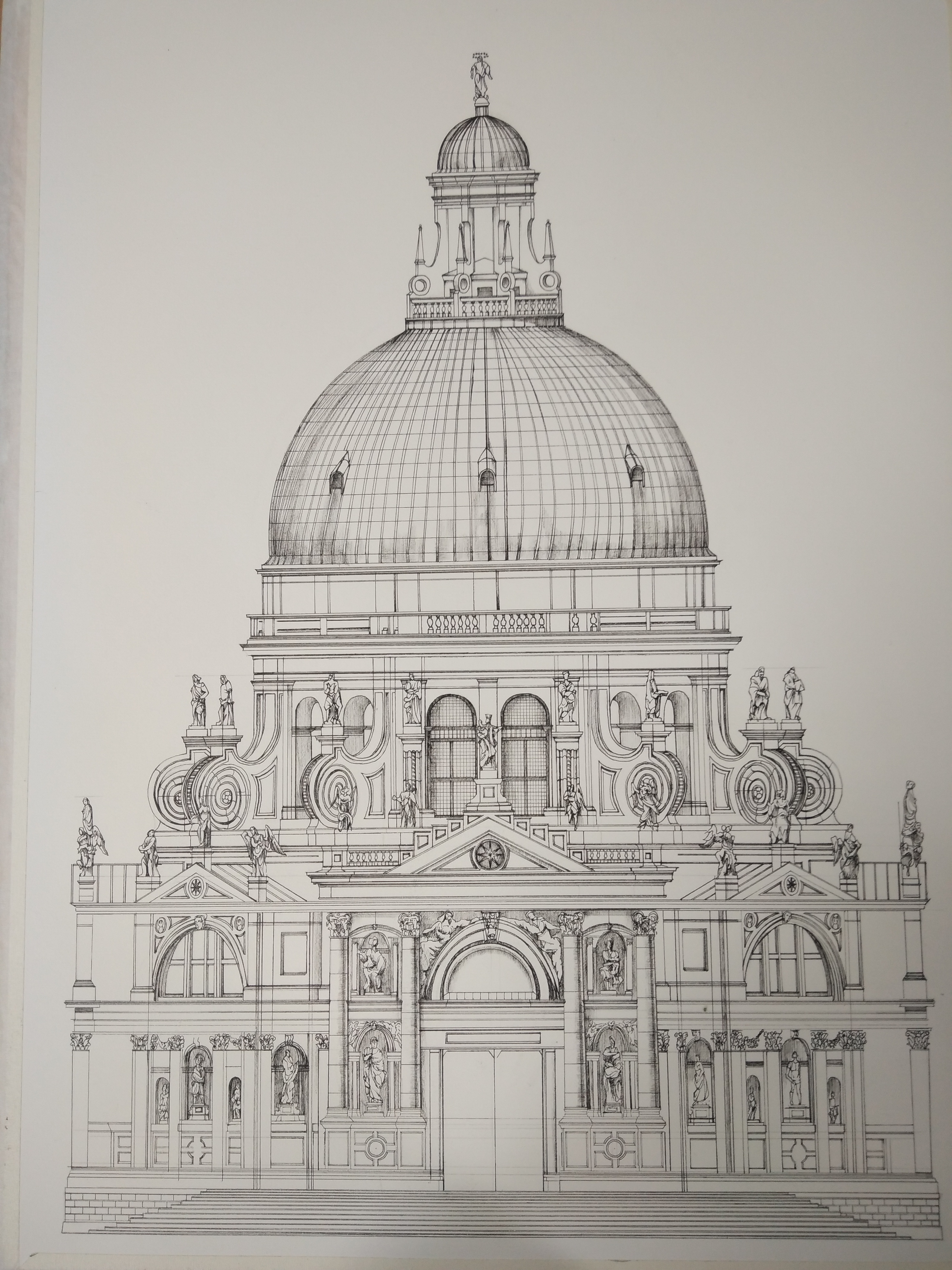 罗马圣卡罗教堂手绘图片