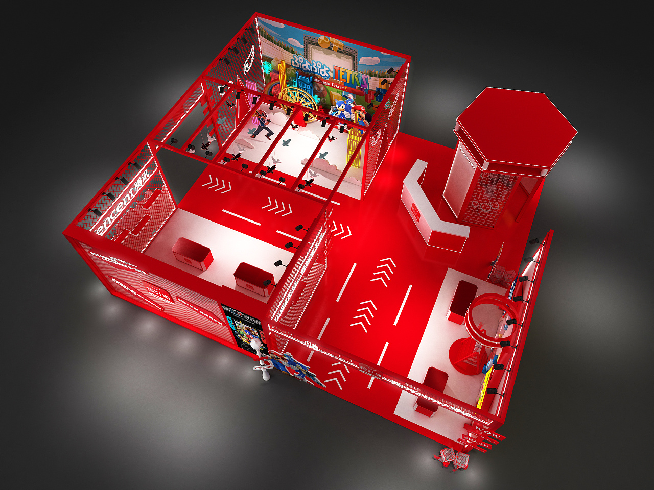 3d效果图任天堂游戏快闪店设计