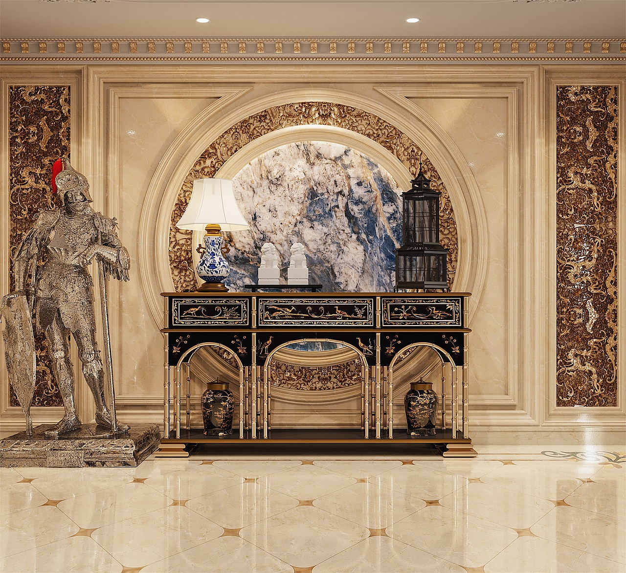 复古欧式宫廷室内效果图表现