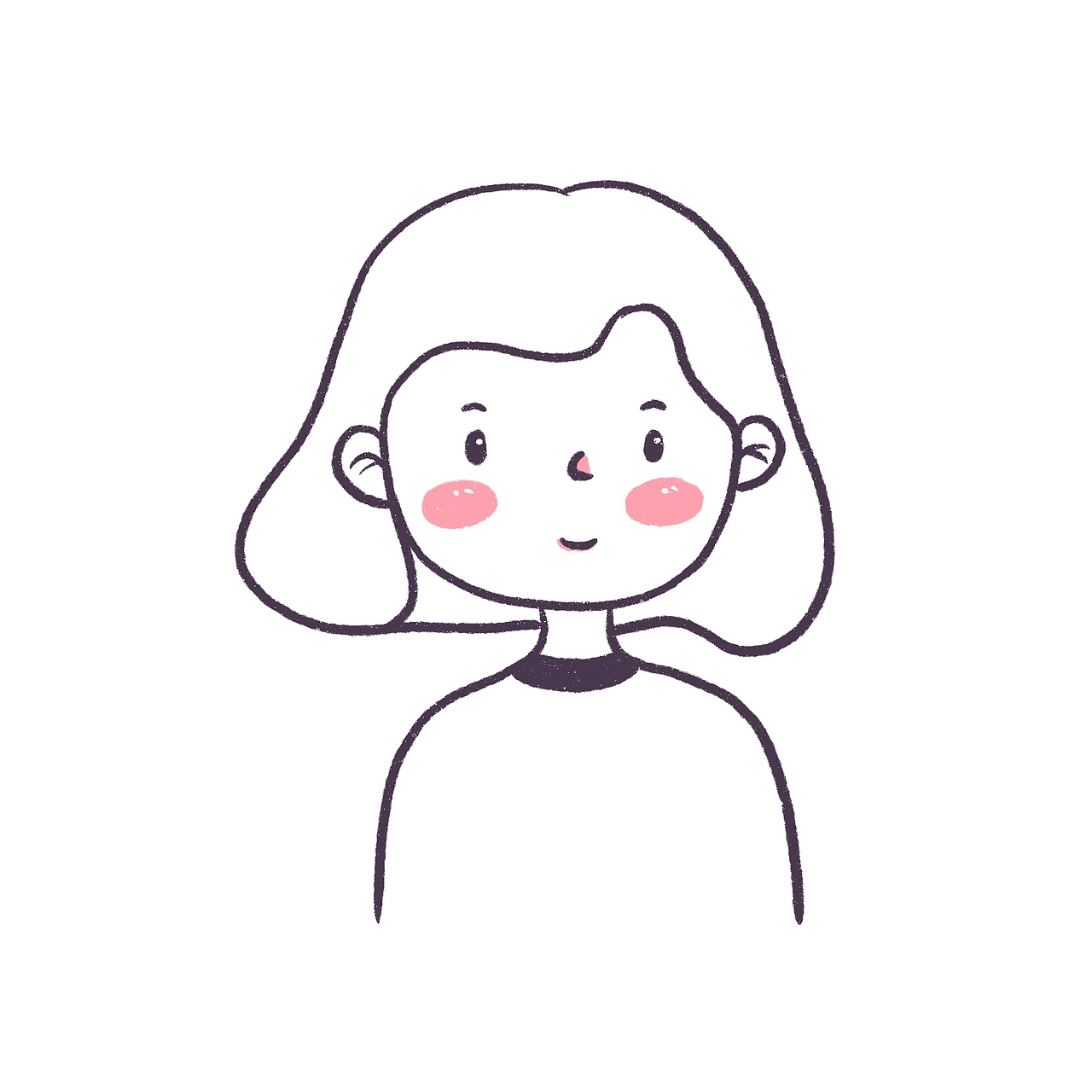 花栀子插画简笔画女生头像