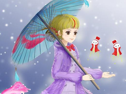 日韓插畫-天諭同人-靈瓏-雪下拿傘的女孩（個(gè)人主頁(yè)-ZMjU1MTg1NzY=） - 創(chuàng)作習(xí)作 - 站酷設(shè)計(jì)師喵二狗原創(chuàng)素材 - 站酷ZCOOL