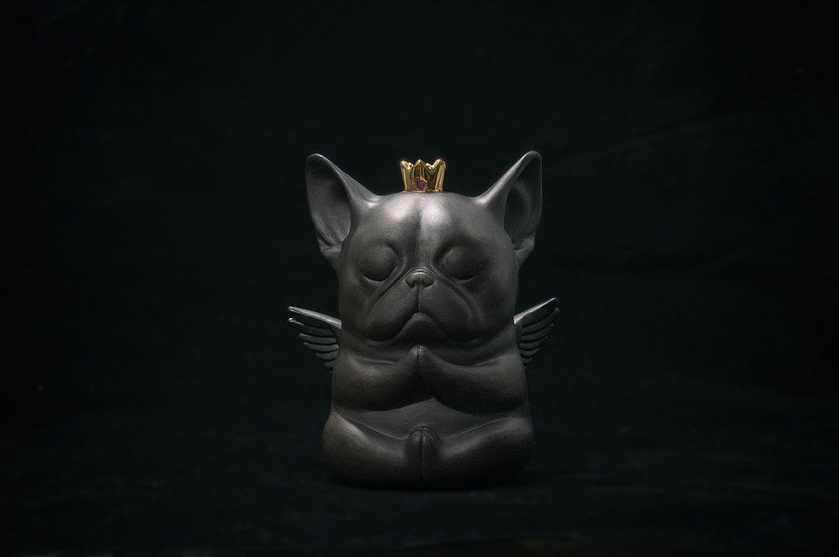 候鸟陶作品-误当天神的L汪-陶瓷黑泥小雕塑