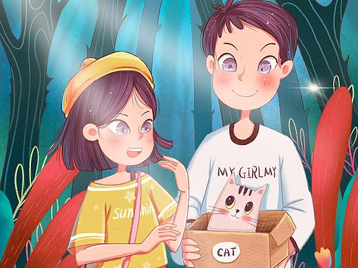卡通情侣和猫咪（个人主页-ZNDQ2MjkzMDg=） - 商业插画 - 站酷设计师摩丝卡卡原创素材 - 站酷ZCOOL