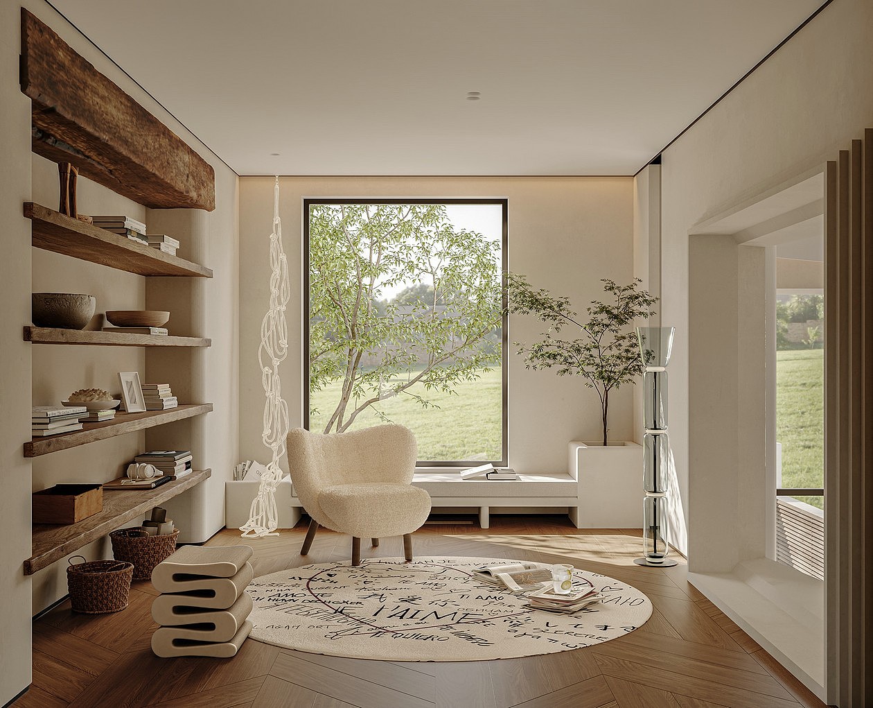 原木+白色 塑造简约空间立体感