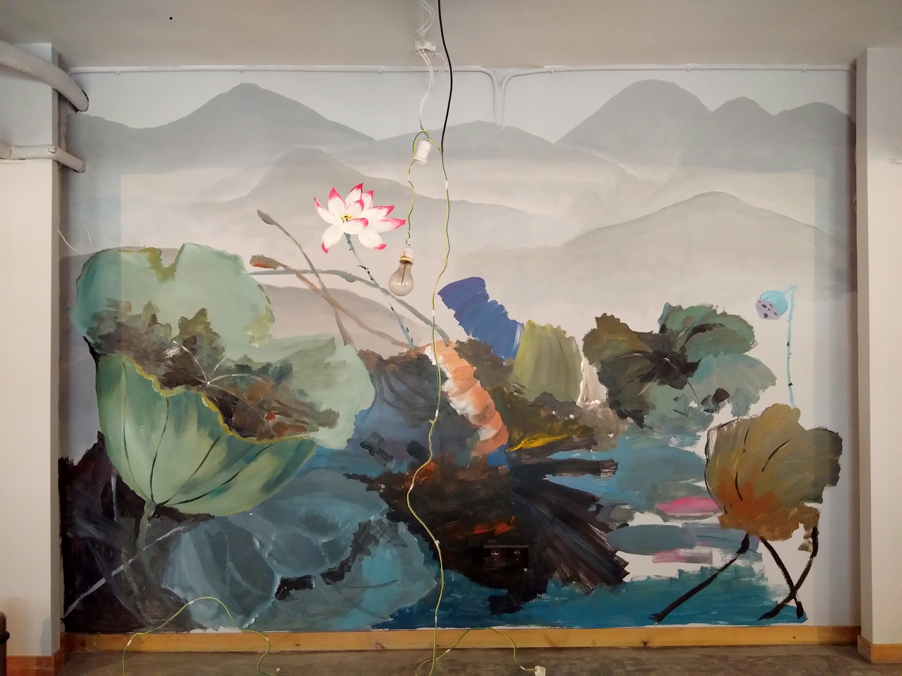 写意油画荷花,放肆的技法