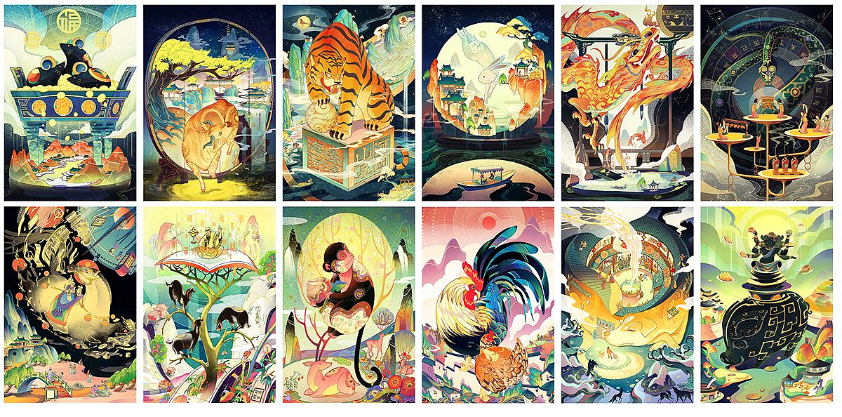 校考设计｜川美设计｜十二生肖插画参考（图ZMjU4Mzc3NjA4） - 艺术插画 - 站酷设计师縱橫高考设计原创素材 - 站酷ZCOOL