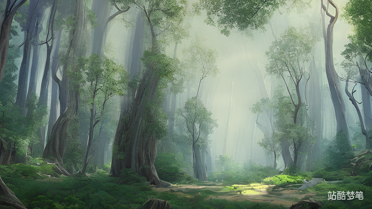 #站酷梦笔#森林，梦幻，优雅的，居中，来自Studio Ghi（图ZMzMwMzAwMzA0） - AI作品 - 站酷设计师kami0601原创素材 - 站酷ZCOOL