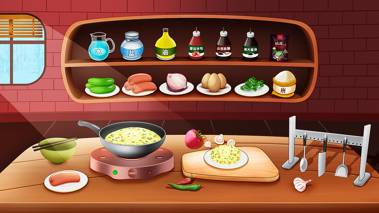 烹饪游戏原创界面场景UI