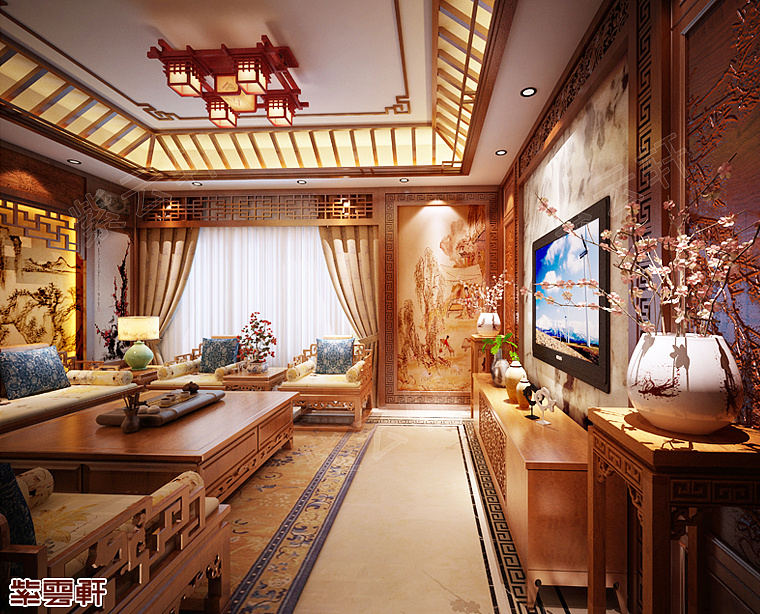 银川市别墅中式装修 精致豪华人人羡!