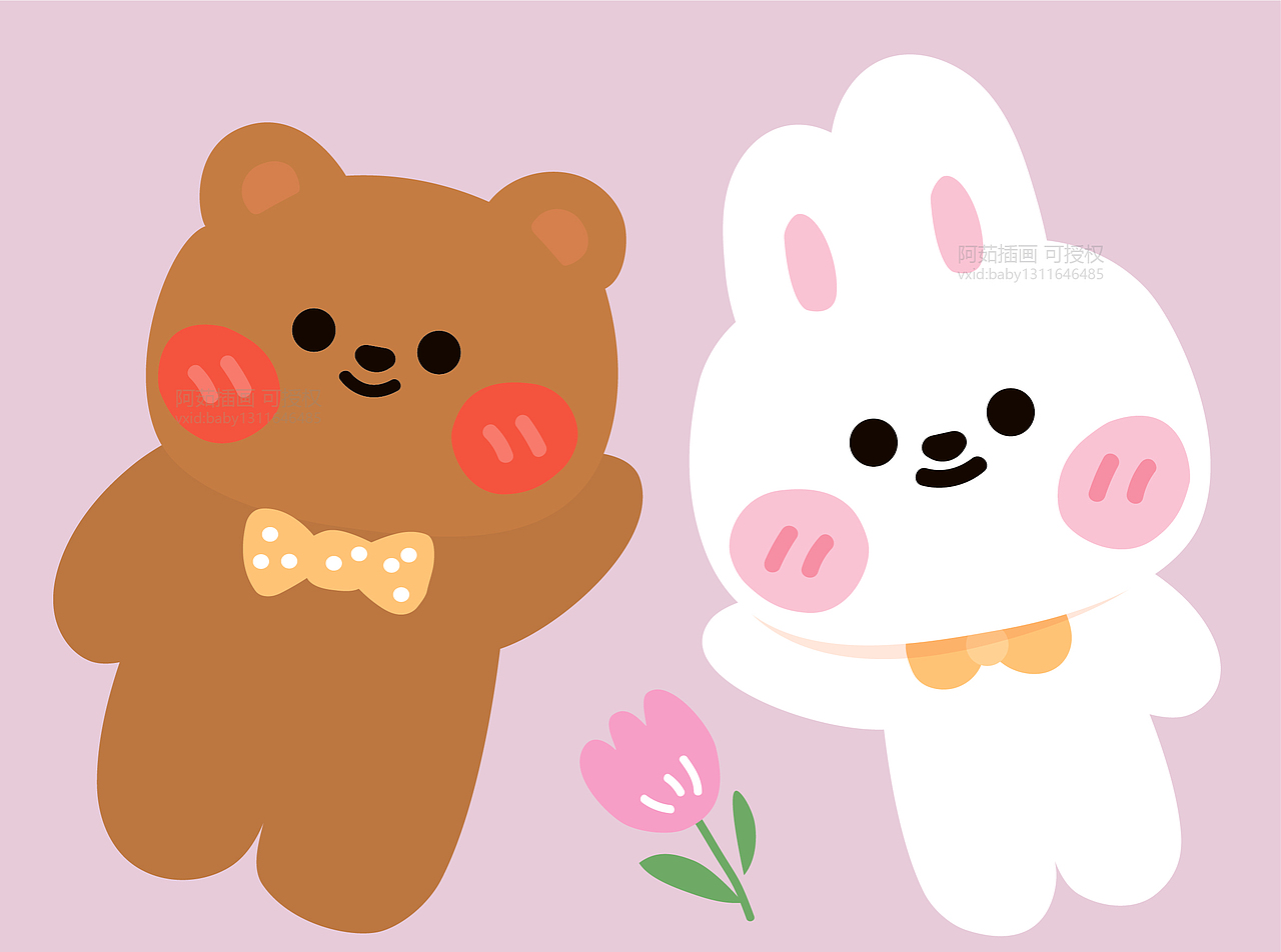 兔子和熊卡通可爱贴纸（图ZMjM5MjU3ODA4） - 商业插画 - 站酷设计师阿茹生肖IP原创素材 - 站酷ZCOOL