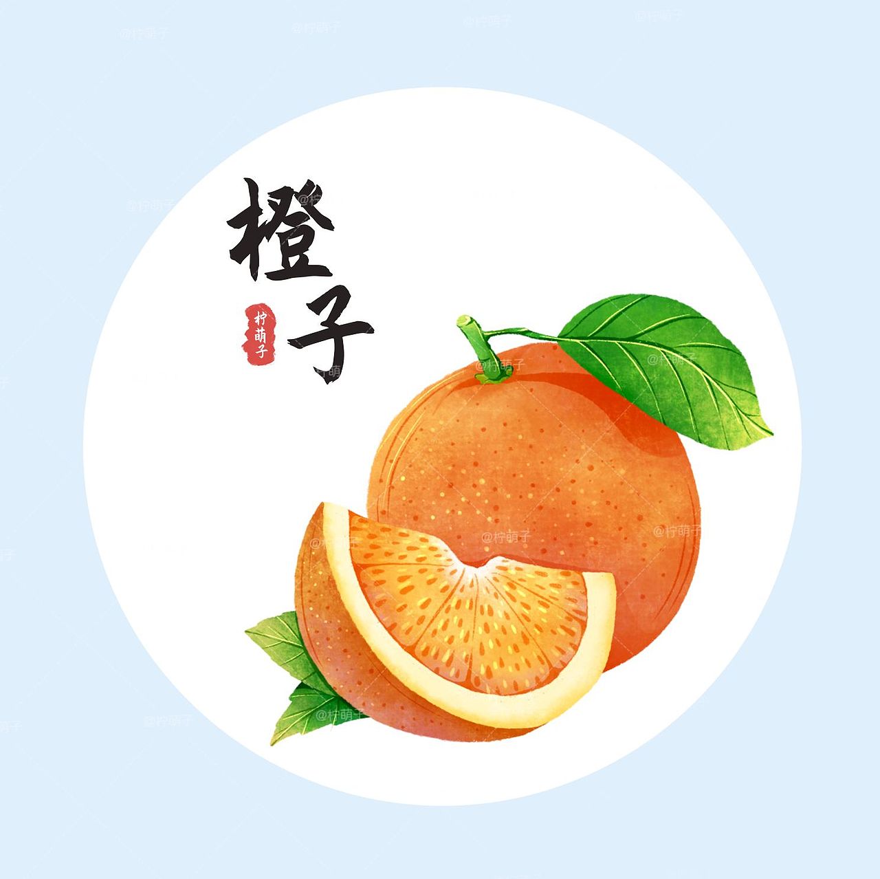 扁平肌理插画|水果单体