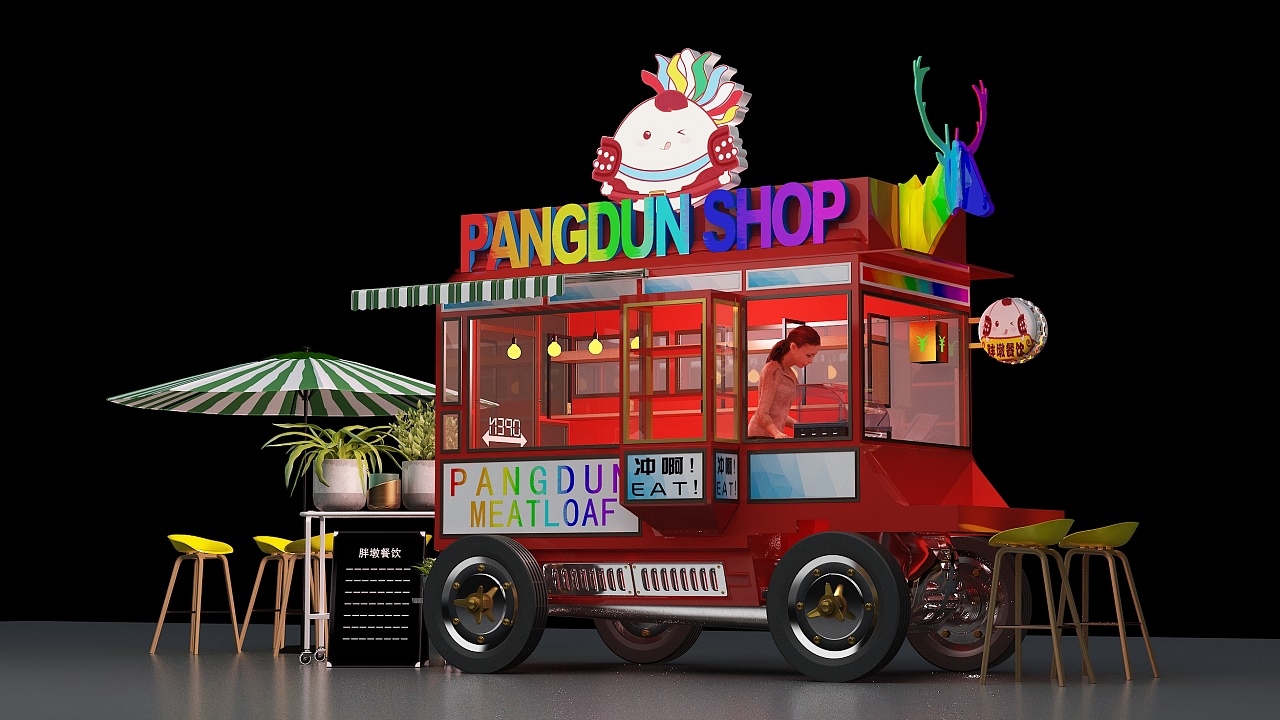 内蒙古包头胖墩肉饼餐车设计