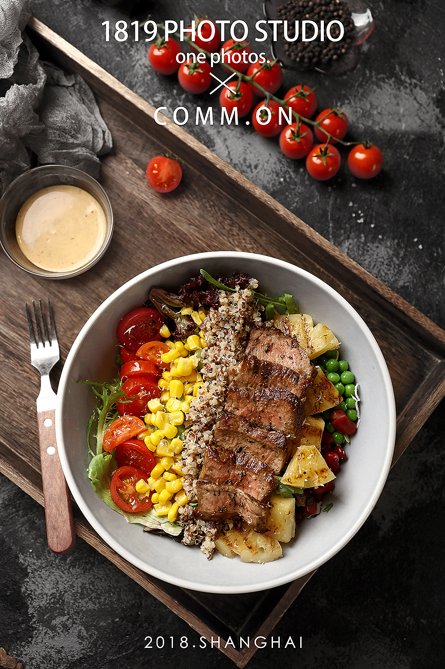 on 沙拉 牛排 简餐 西餐美食拍摄