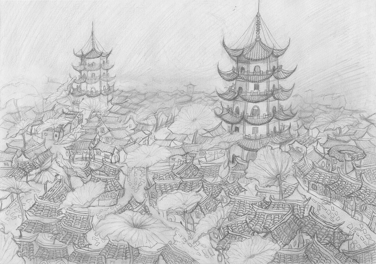 动画短片《天黑黑》部分场景设计素描稿