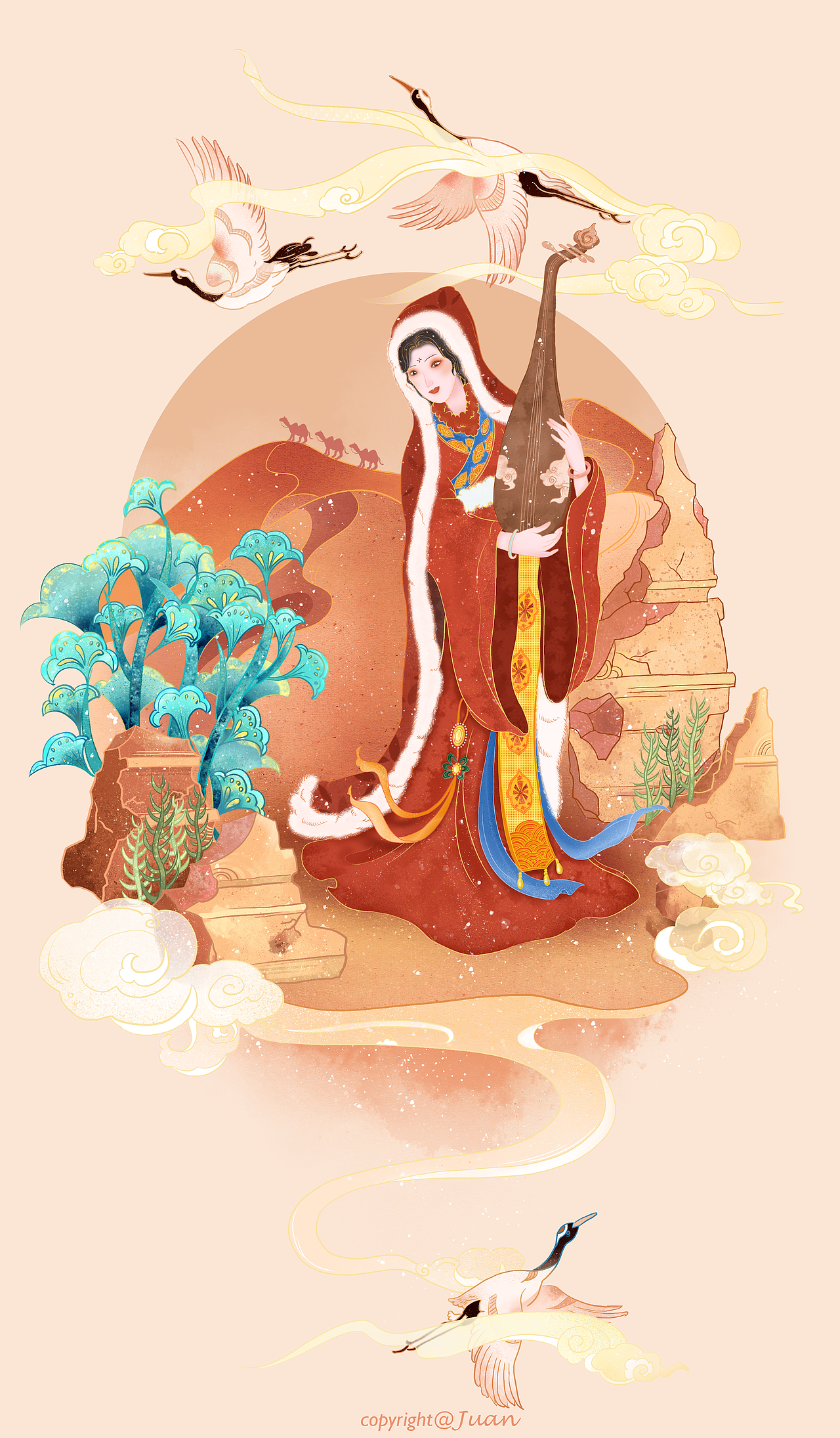 古风插画之四大美女——王昭君