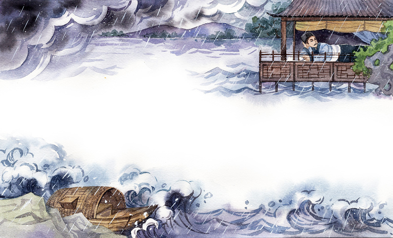 读古诗学作文水彩插画配图三