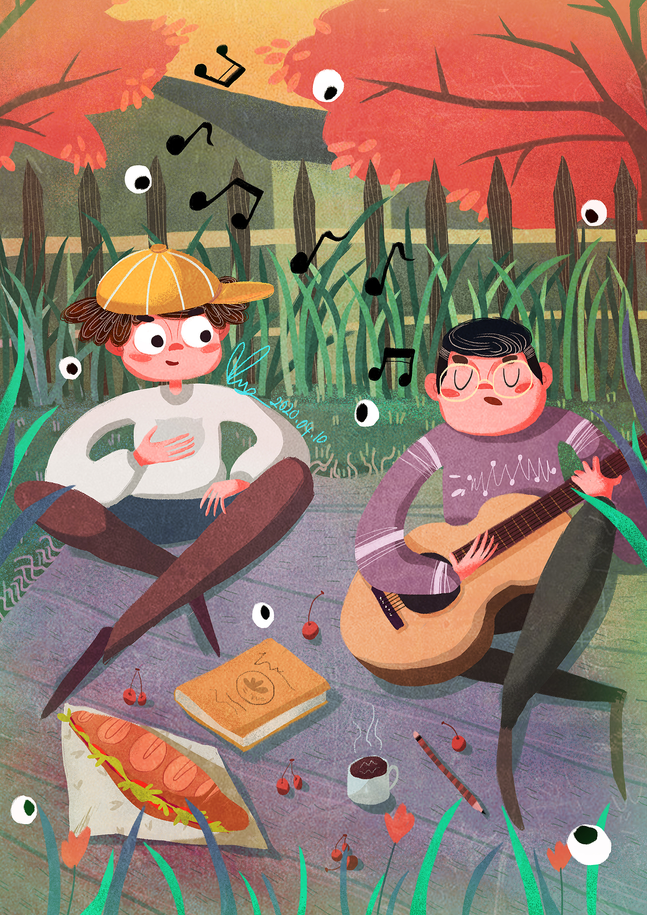 野餐（图ZMjA4OTUyNzU2） - 创作习作 - 站酷设计师六月橘子原创素材 - 站酷ZCOOL