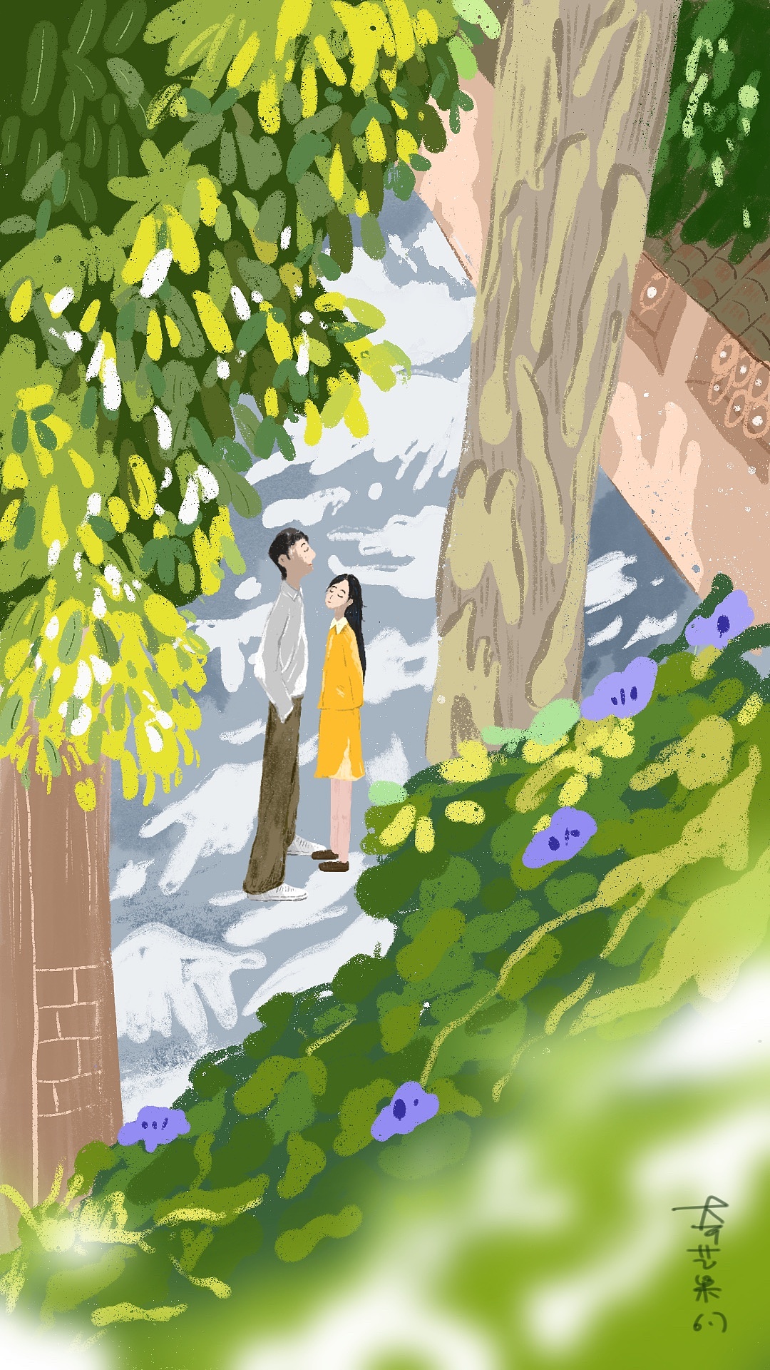 树荫下的我们|插画|艺术插画|黄韵雯 - 临摹作品 - 站酷 (zcool)