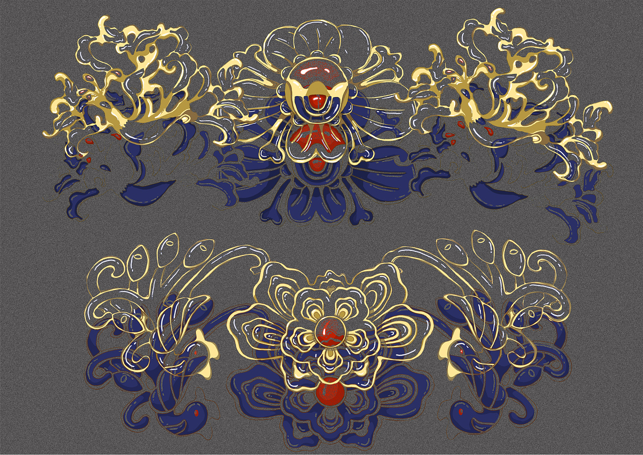 掐丝珐琅饰品插画