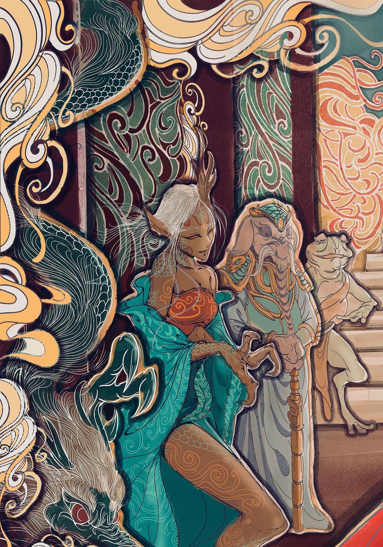 插画习作——《何以为天庭》