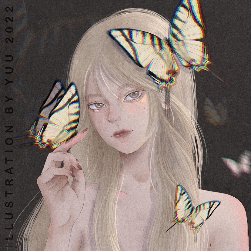 蝴蝶少女🦋（图ZMzIzMTI1NDQ4） - 艺术插画 - 站酷设计师Yuu鱼原创素材 - 站酷ZCOOL