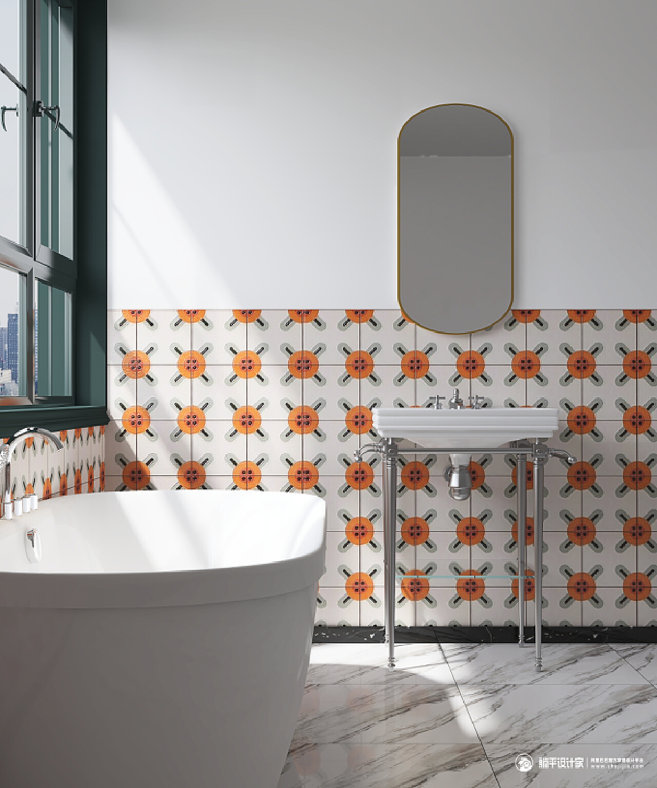 春意盎然的法式卫生间 - 末末家瓷砖设计效果图 - 每平每屋·设计家