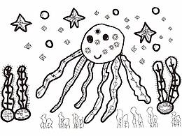 商業(yè)插畫 兒童手繪畫 涂鴉 卡通 魷魚