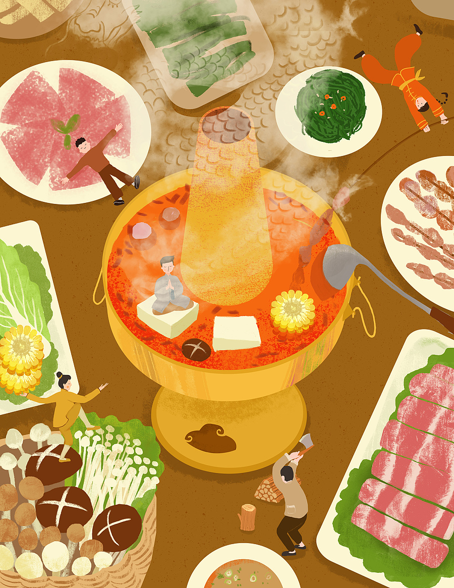 功夫火锅|商业插画|插画|huihuihuiart - 原创设计作品 - 站酷 (zcool