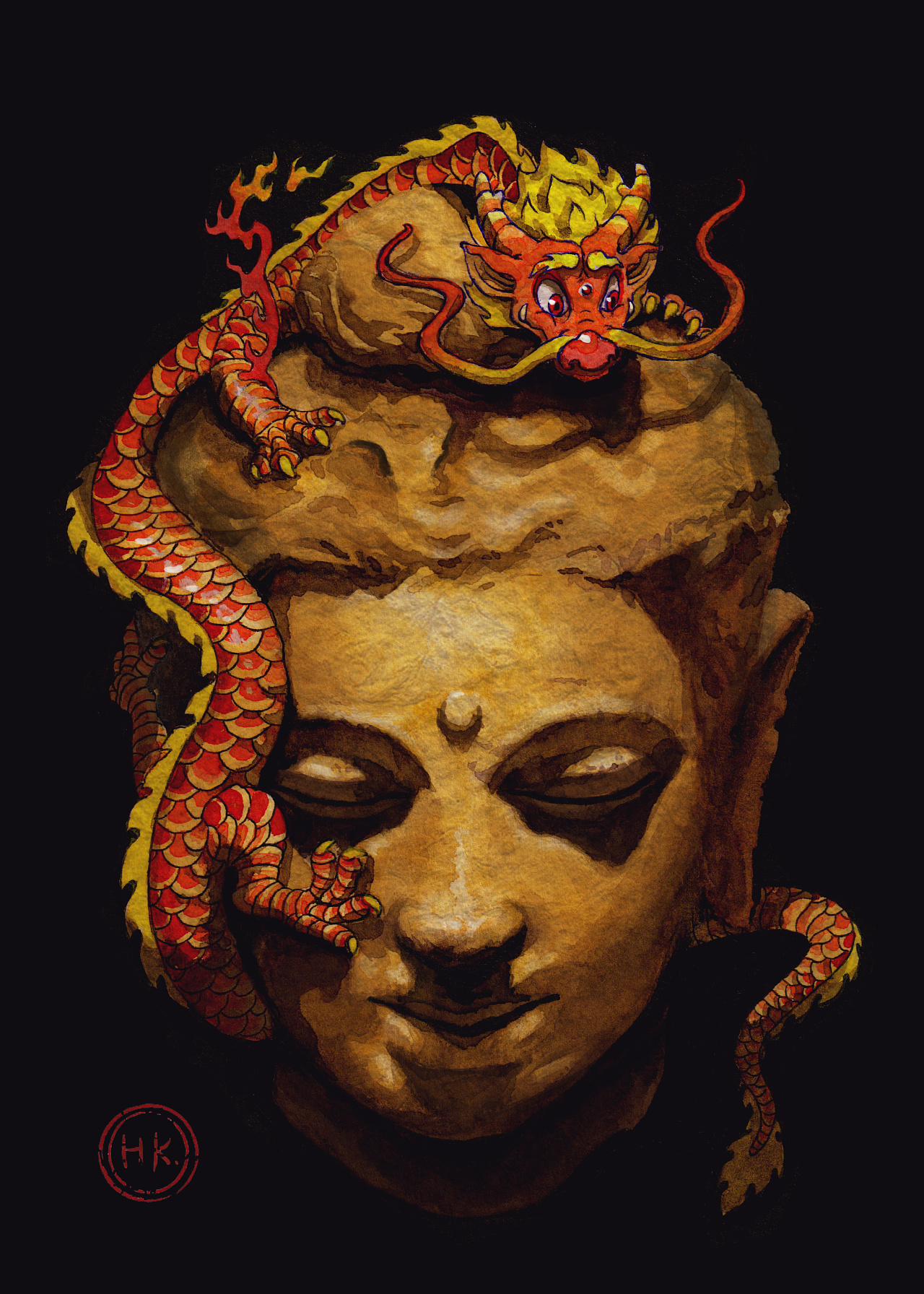 佛头|插画|创作习作|夏和_原创作品-站酷(zcool)