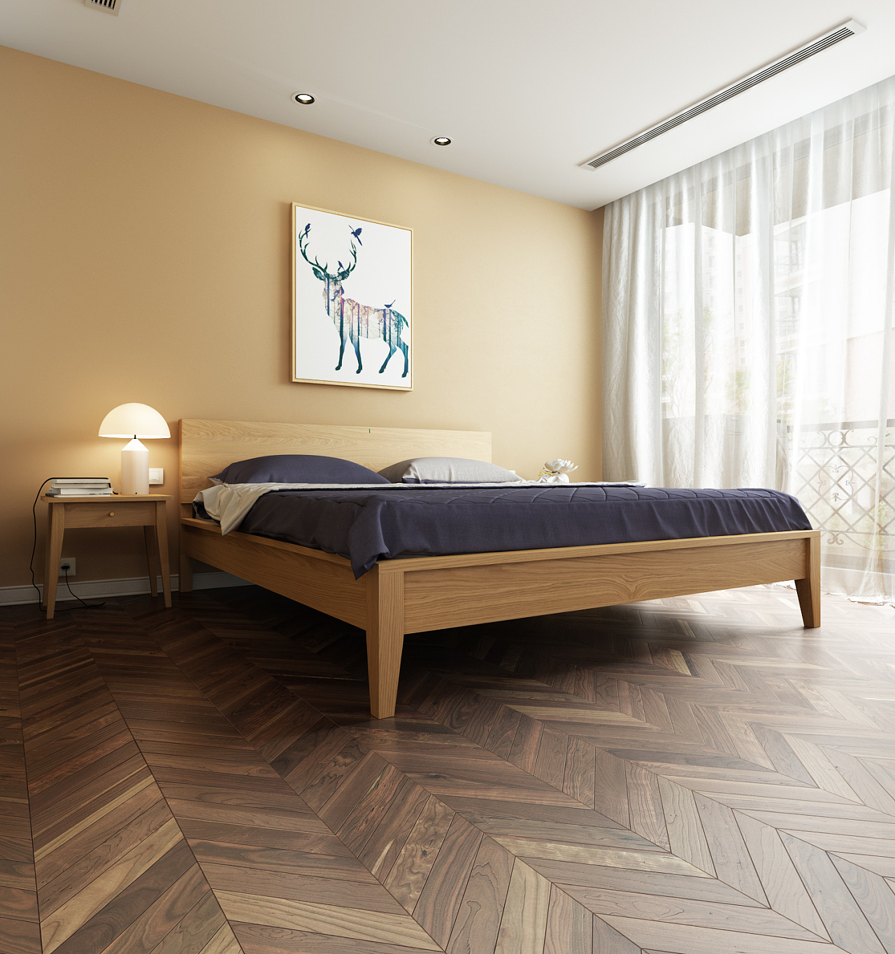 北欧实木系列之实木床|空间|室内设计|视野家具设计 - 原创作品 - 站酷 (ZCOOL)