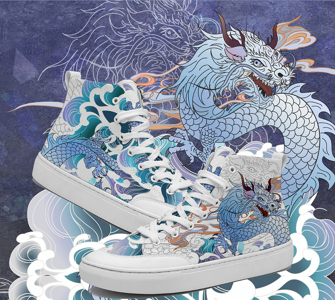 龙插画鞋子设计