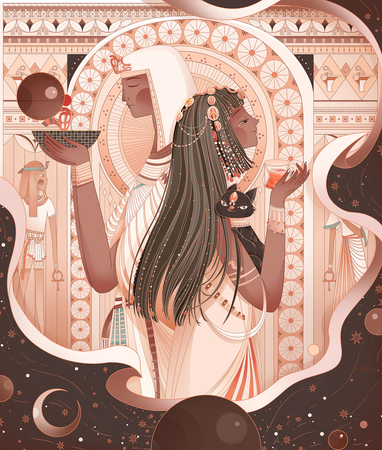 国风小清新插画包装&茶系列——埃及恋人