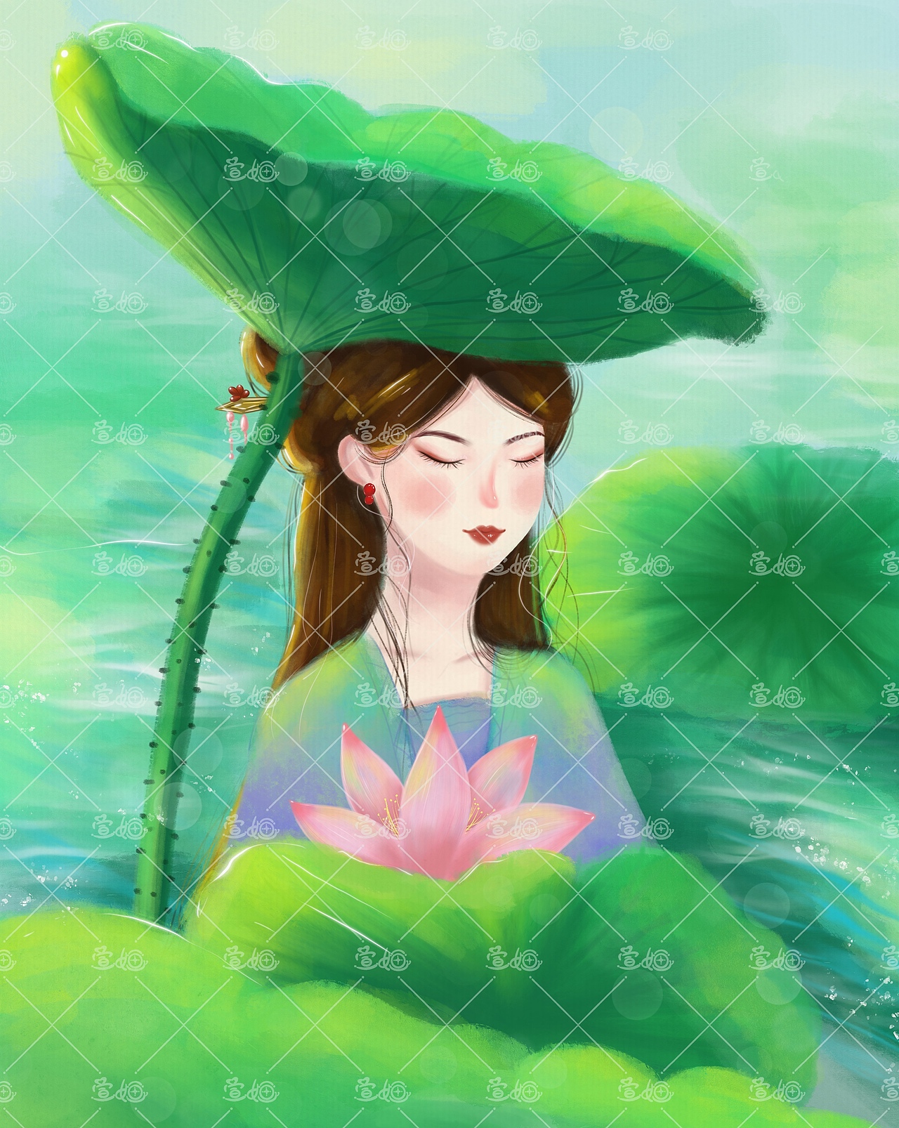 《夏日一角》（图ZMjcxMjA5NDgw） - 商业插画 - 站酷设计师宣婳原创素材 - 站酷ZCOOL