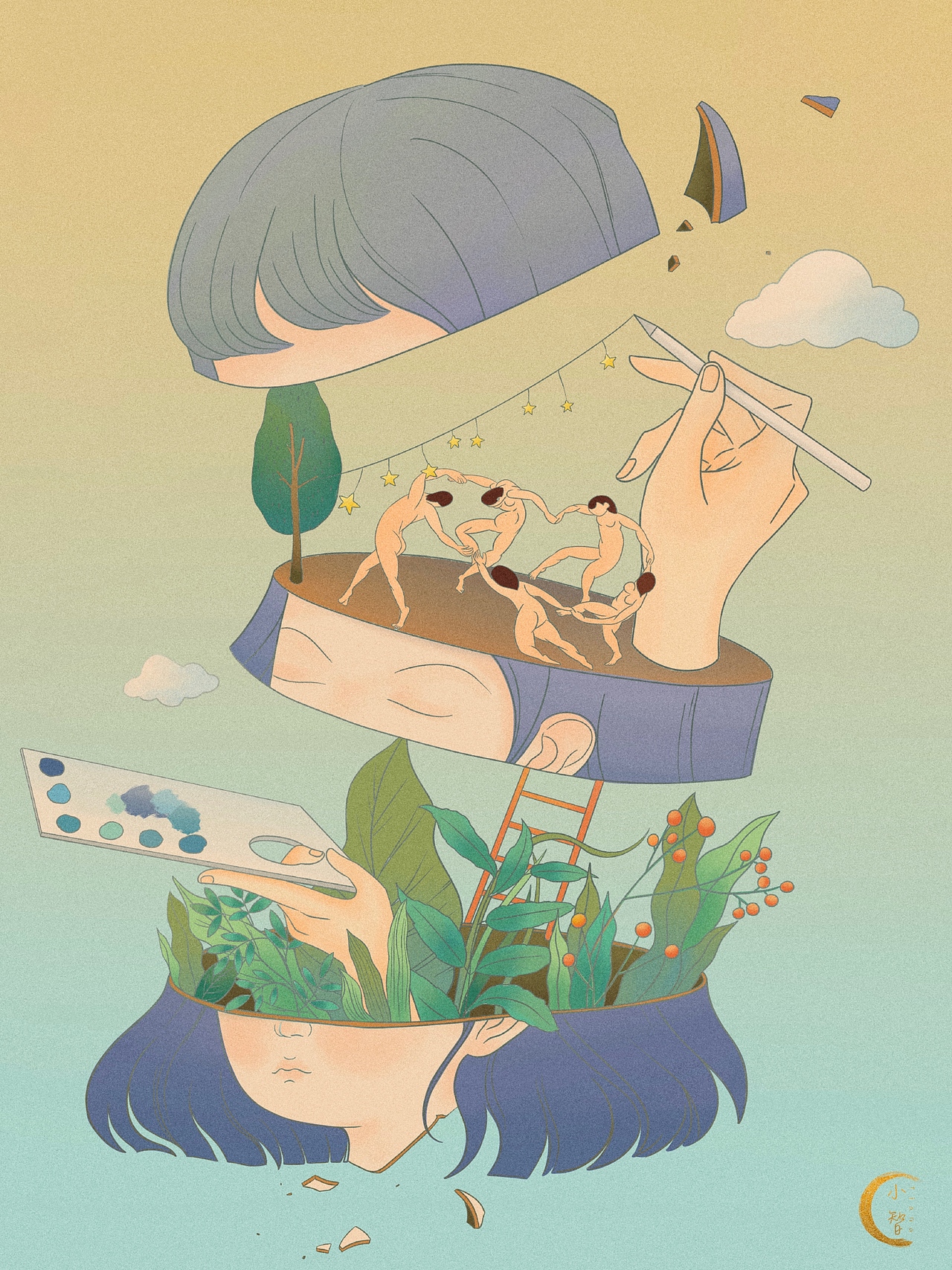 思考（图ZMjE2NzI0NzUy） - 商业插画 - 站酷设计师Tiana小智原创素材 - 站酷ZCOOL