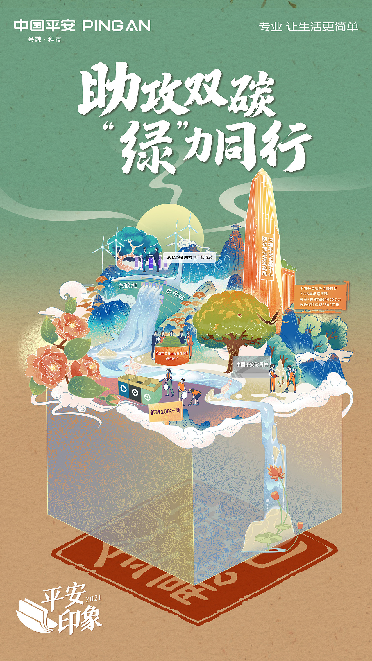 中国风商业金融年终总结印章插画视频