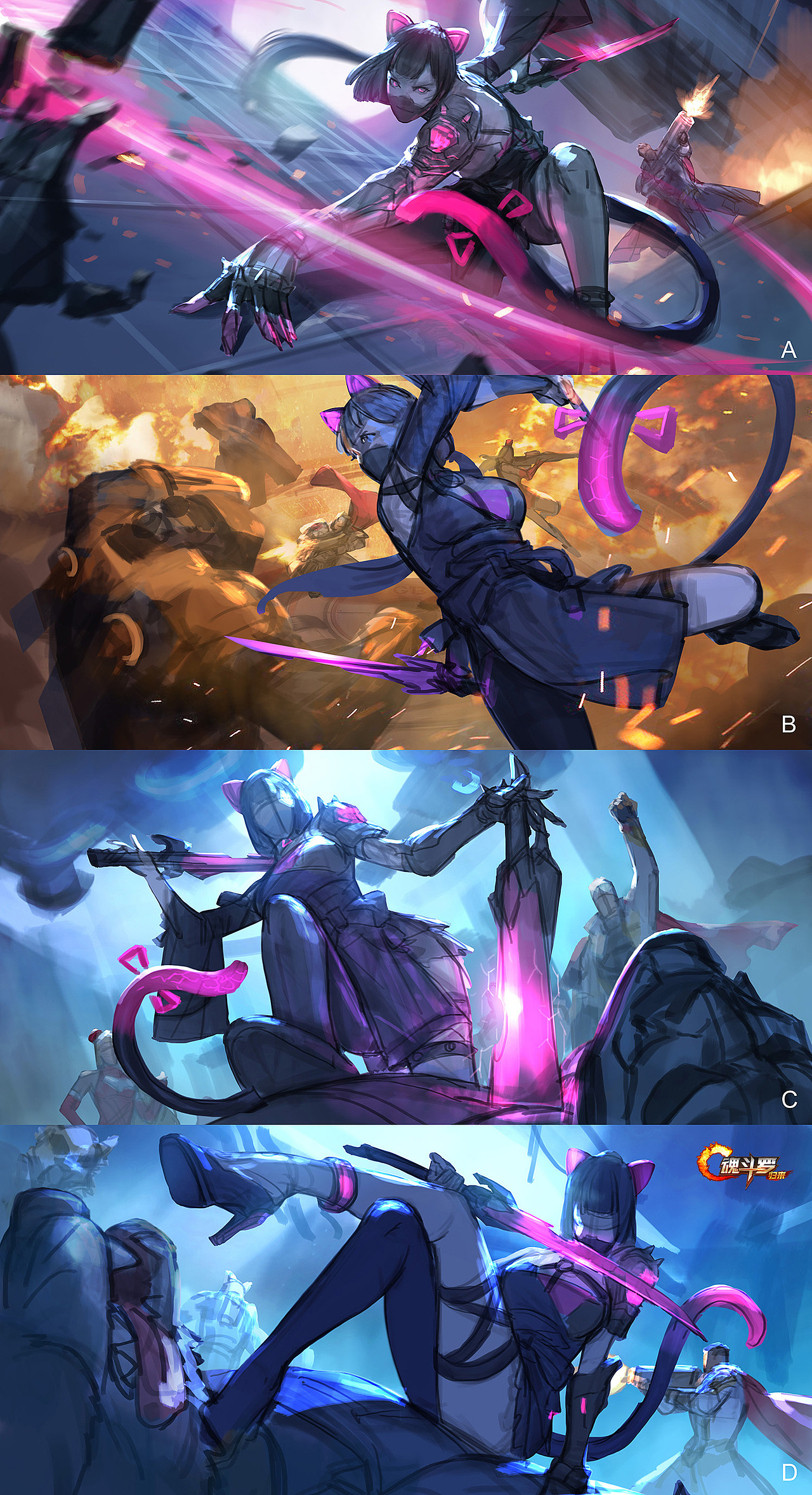 为游戏《魂斗罗:归来》创作的角色插图