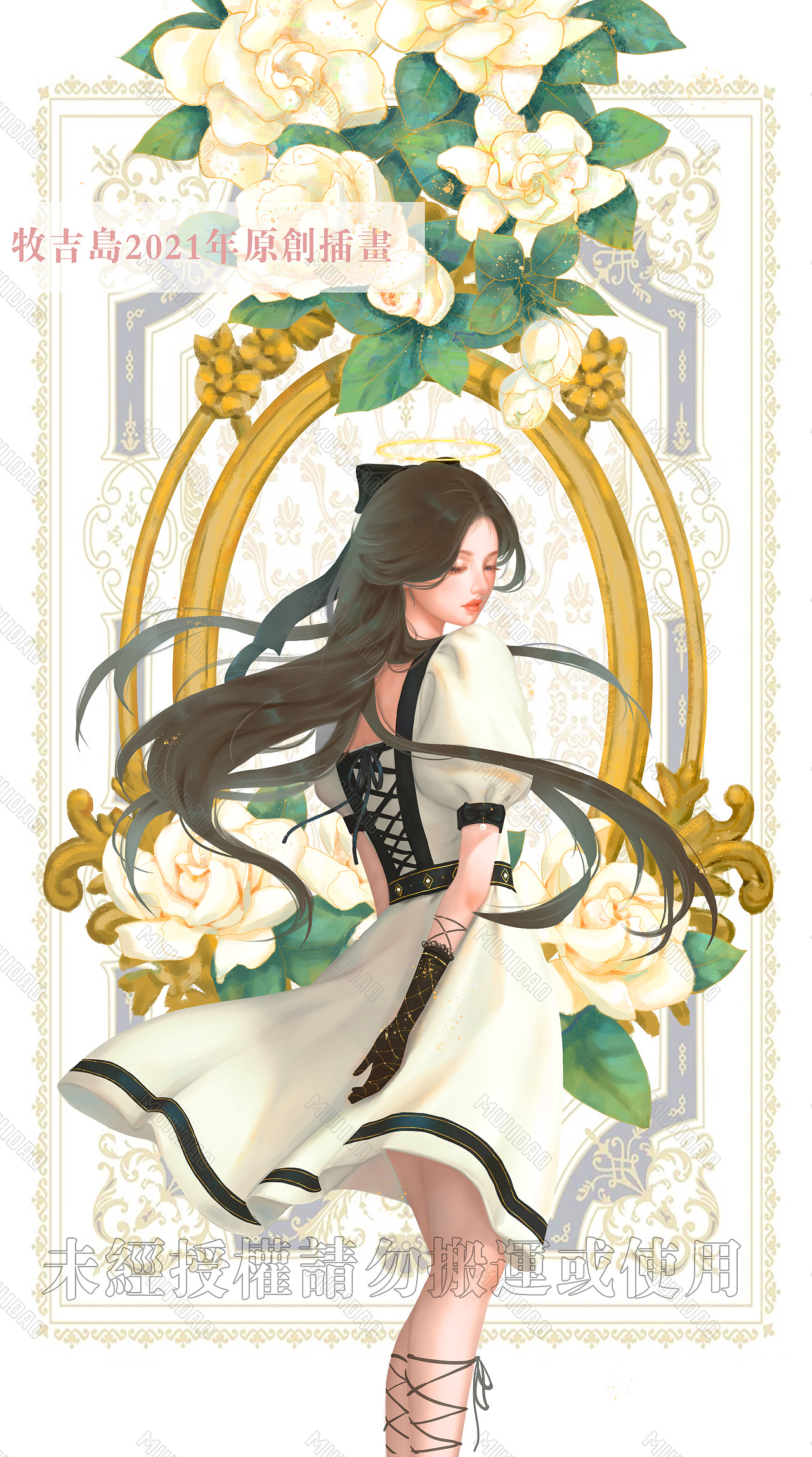 栀子花少女（图ZMjUyMzY4Mzg4） - 创作习作 - 站酷设计师牧吉岛原创素材 - 站酷ZCOOL